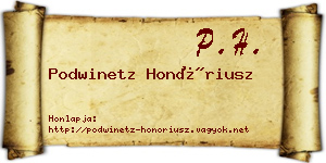Podwinetz Honóriusz névjegykártya